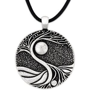 Timeless Tree of Life Pendant Necklace with Faux Leather Cord - 1.38" Diameter